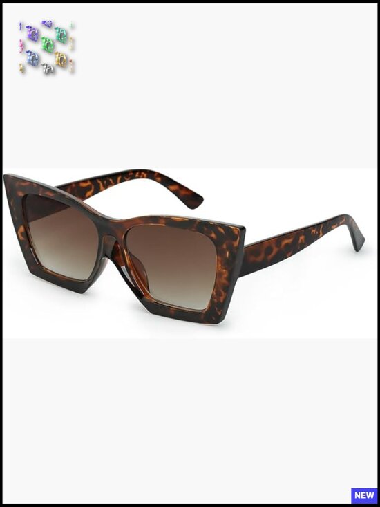 Vintage Square Cat Eye Sunglasses Trendy Oversized Big Frame UV Protection Retro main image 5